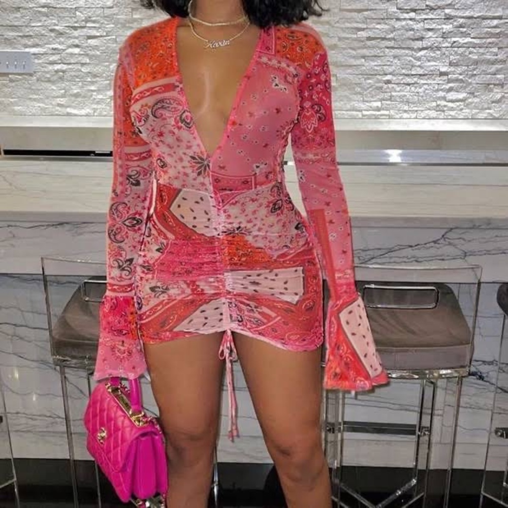 Mesh Pink Bandana Dress